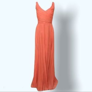 Heidi long dress in silk chiffon - coral color